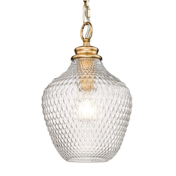 Adeline Modern Brushed Gold One-Light Mini Pendant with Clear Glass Shade, image 3